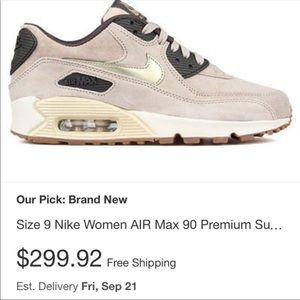 Air max 90 premium suede metallic/tan sneakers
